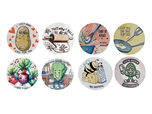 8" ROUND CERAMIC TRIVET (FUNNY SAYINGS) (ASSTD)