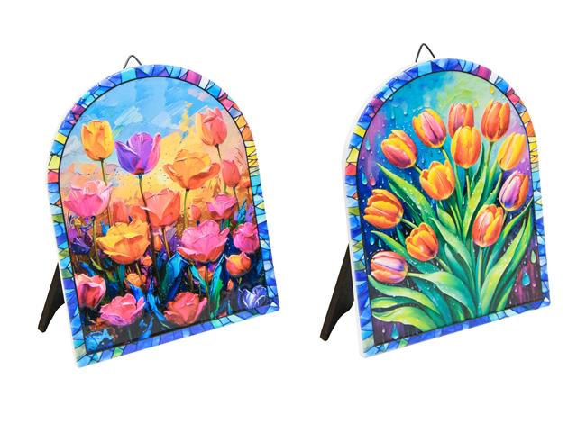 EMBOSSED DOME SHAPE CERAMIC DECOR (FLORAL) (ASSTD)