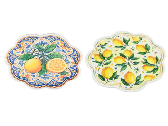 8" EMBOSSED SCALLOPED PORCELAIN PLATE (LEMON) (ASSTD)