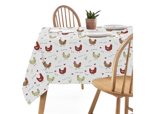 COTTON TABLE CLOTH (60"  X 90") (FARMHOUSE CHICKEN)