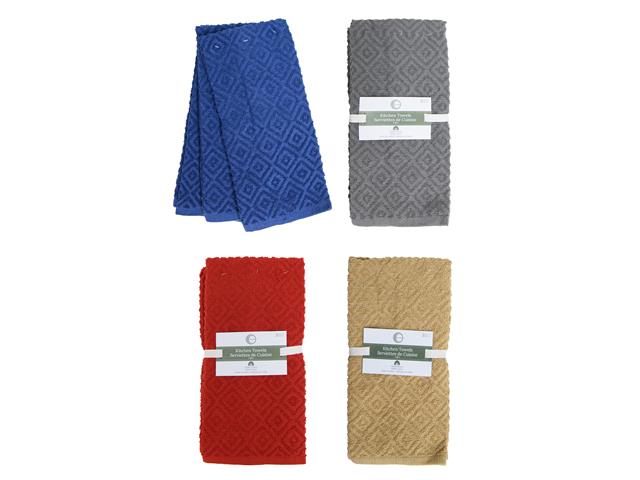 3 PK TERRY KITCHEN TOWEL  (DIAMOND) (ASSTD)