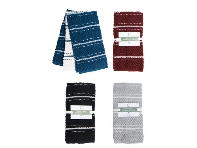 3 PK TERRY KITCHEN TOWEL (DASH STRIPES) (ASSTD)