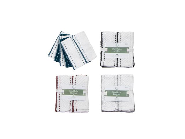 5 PK TERRY DISH CLOTH (DASH STRIPES) (ASSTD)