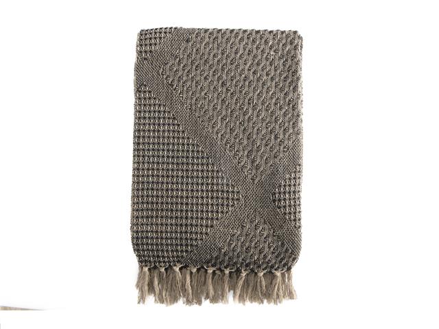 PATTERNED COTTON THROW (BEIGE/BLACK) (50"X60")