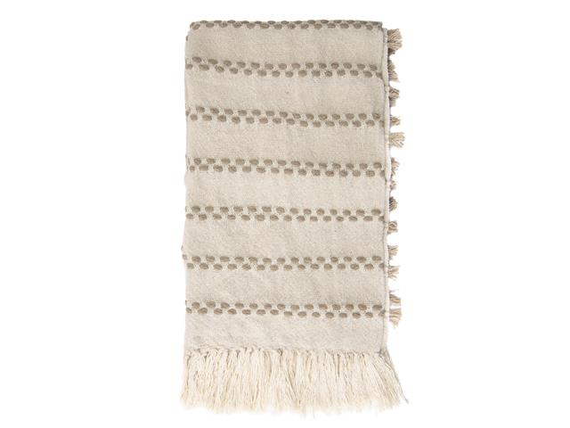 DOTTED STRIPE COTTON THROW (CREAM / TAUPE)