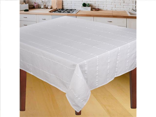RIBBED TABLECLOTH (WHITE) (52" X 72")