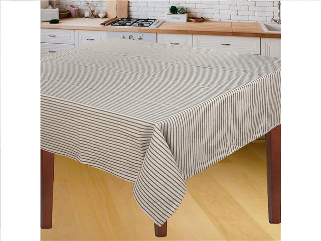 PIN STRIPE TABLECLOTH (BLUE/CREAM) (52" X 72")