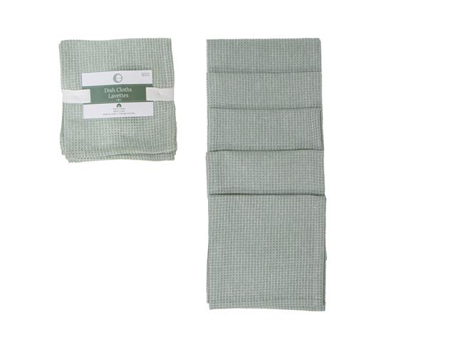 5 PC SET MINGLED WAFFLE DISH CLOTH (GREEN)