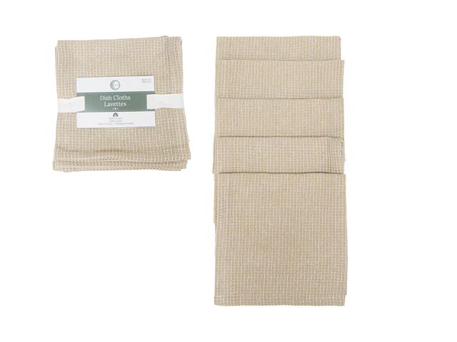 5 PC SET MINGLED WAFFLE DISH CLOTH (TAUPE)