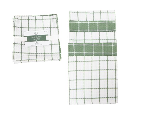 5 PC SET OVERSIZED WAFFLE DISH CLOTH (GREEN) (GRID)