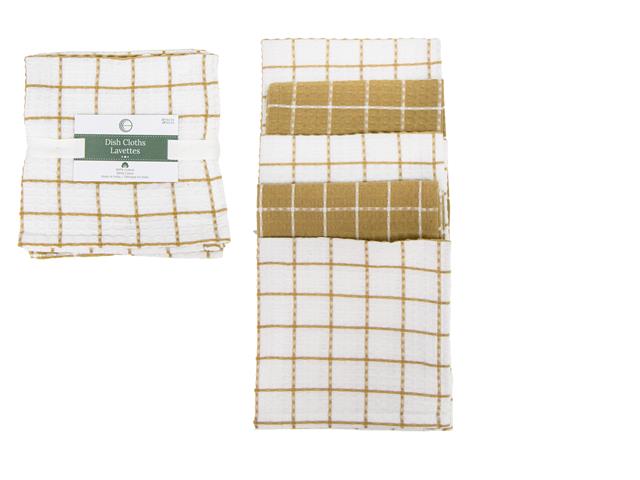 5 PC SET OVERSIZED WAFFLE DISH CLOTH (TAUPE) (GRID)