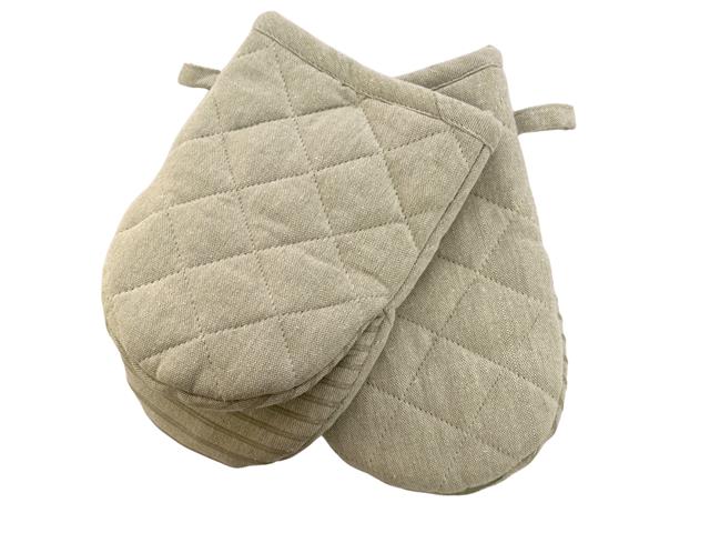 2PC SET MINI COTTON OVEN MITT W SILICONE (GREEN)