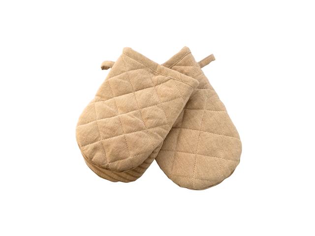 2PC SET MINI COTTON OVEN MITT W SILICONE (TAUPE)
