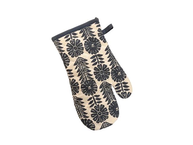 13" COTTON OVEN MITT (BLUE) (FLORAL)