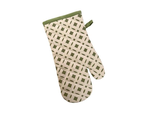 13" COTTON OVEN MITT (GREEN) (DIAMONDS)