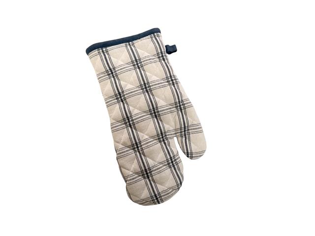 13" COTTON OVEN MITT (BLUE) (CHECKERED)