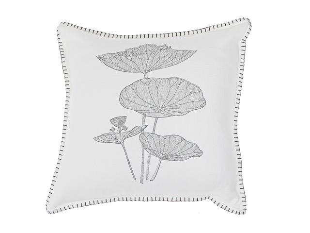 BLANKET STITCH EMBROIDERED CUSHION (LOTUS LEAF) (18" X 18")