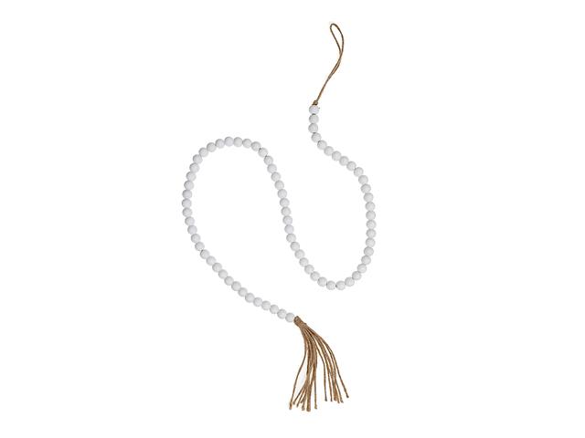 55" BEAD GARLAND WITH TASSEL (WHITE)
