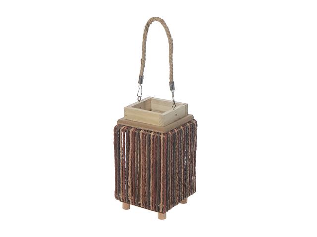 10.25" ROPE LANTERN WITH HANDLE (BURGUNDY)