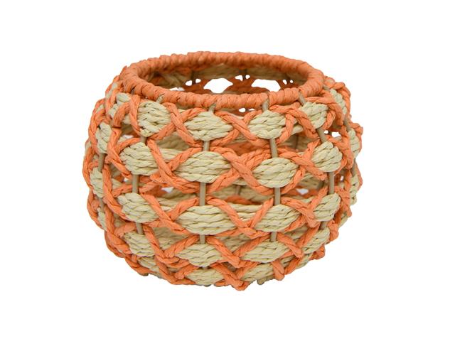 PAPER ROPE ROUND POT (ORANGE)