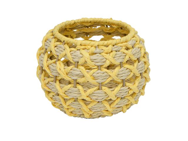 PAPER ROPE ROUND POT (YELLOW)