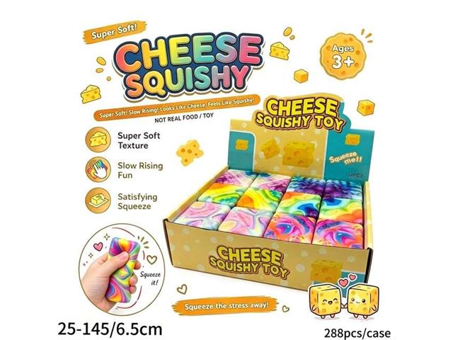 TIE-DYE CHEESE SQUISHY ASST'D DESIGNS