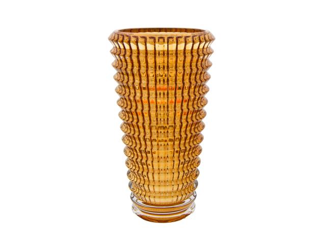 AMBER RIBBED GLASS VASE