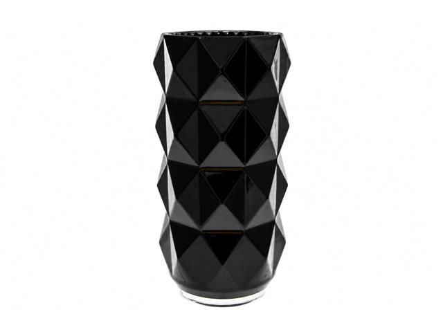 BLACK GEOMETRIC GLASS VASE