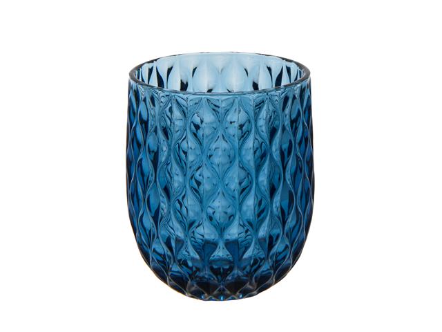 4" BLUE TEXTURED DRINKING GLASS