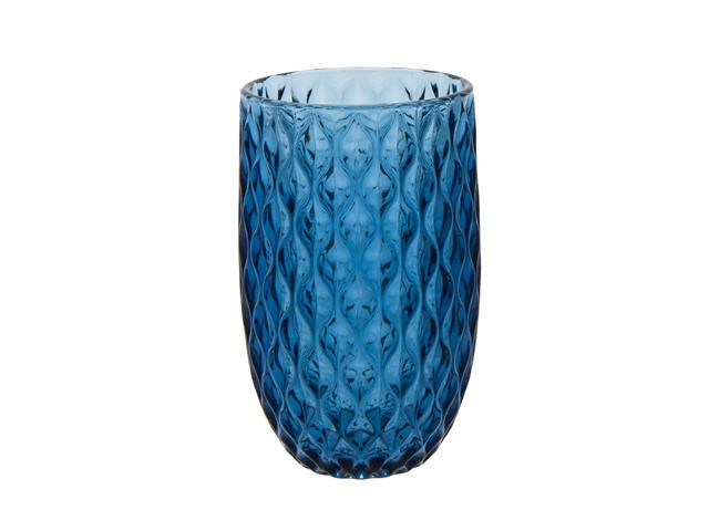 5" BLUE TEXTURED TALL DRINKING GLASS