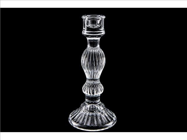 6.5" ROUND PEDESTAL GLASS TAPER CANDLE HOLDER