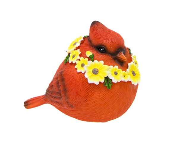3" POLYRESIN FIGURINE (CARDINAL WITH FLOWERS)