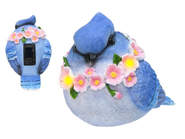6.5" SOLAR POWER POLYRESIN FIGURINE (BLUE JAY)