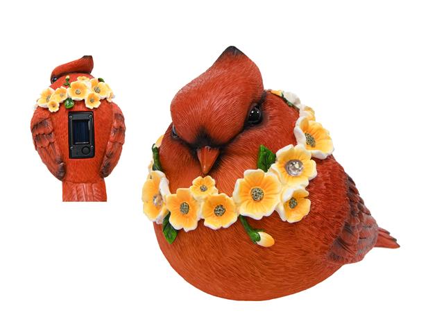 6.5" SOLAR POWER POLYRESIN FIGURINE (CARDINAL)