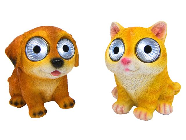 3.5" SOLAR POWER POLYRESIN FIGURINE (CAT/ DOG) (ASSTD)
