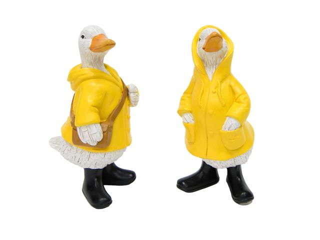 6.75" POLYRESIN GOOSE WITH RAINCOAT (ASSTD)