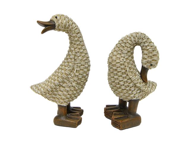 8" POLYRESIN WOVEN WICKER GOOSE (ASSTD)