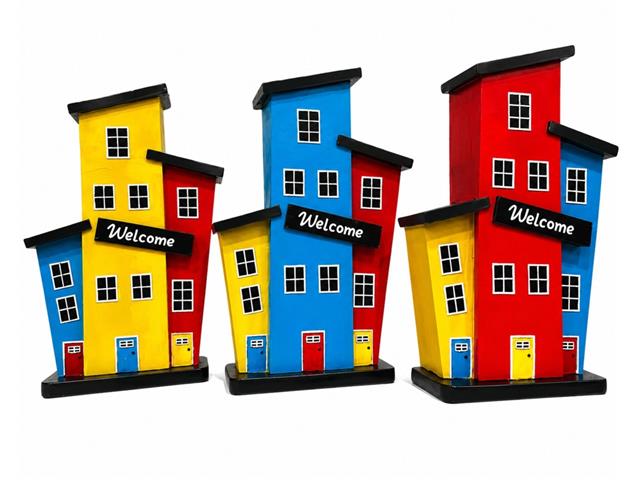 10" POLYRESIN COLORFUL ROWHOUSE