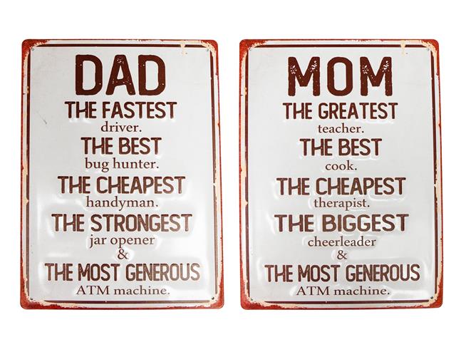 IRON EMBOSSED WALL SIGN (MOM AND DAD) (ASSTD)