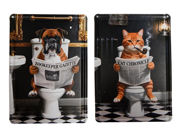 IRON WALL DECOR (PETS ON TOILET) (ASSTD)