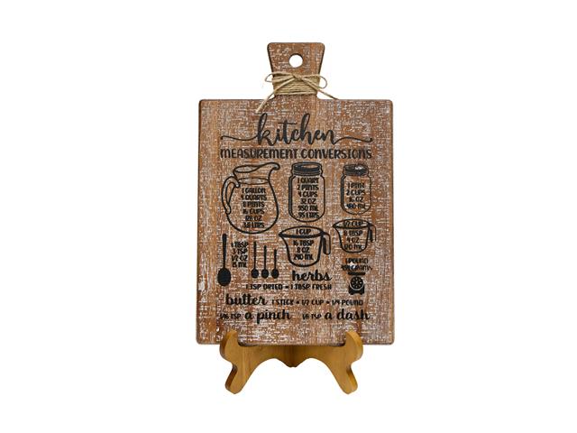 WOODEN NATURAL MEASUREMENT CONVERSION BOARD WITH RECIPE STAND