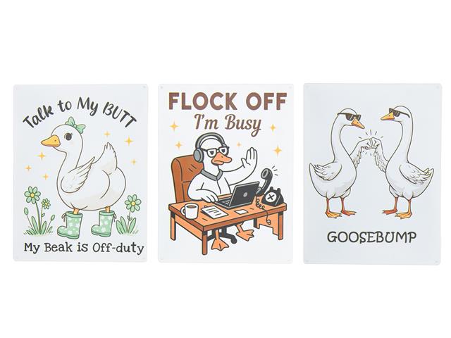 METAL WALL SIGN (GOOSE HUMOR) (ASSTD)