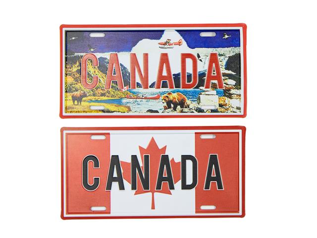 EMBOSSED METAL LICENSE PLATE (CANADA) (ASSTD)
