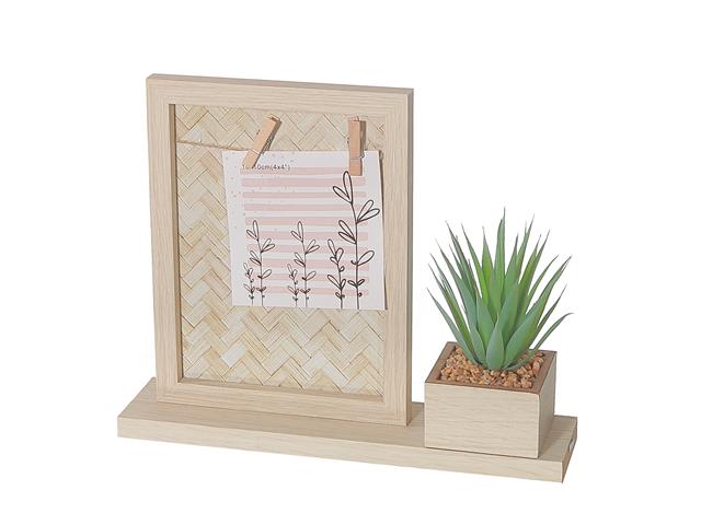 MDF COLLAGE CLIP FRAME WITH FAUX PLANTS (4"X4")