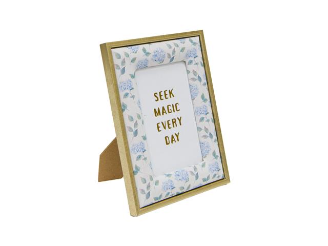 GOLD EDGE FABRIC PHOTO FRAME (4X6) (HYDRANGEA)