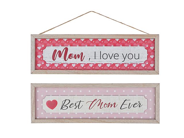 FRAMED WOODEN "MOM" HANGERS (ASSTD)
