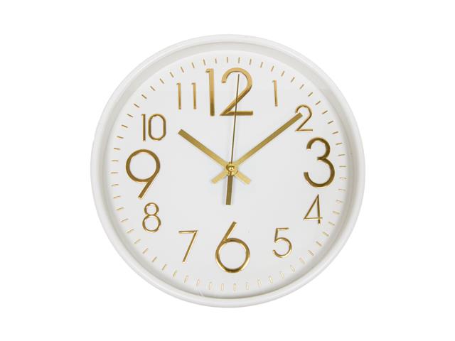 CONTEMPORARY ROUND WALL CLOCK (WHITE+GOLD)