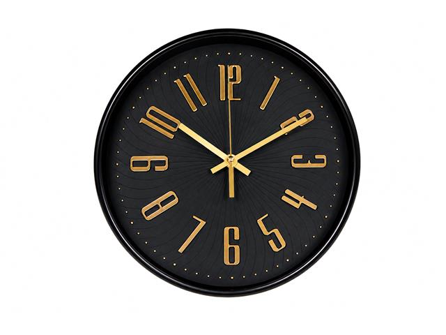 CONTEMPORARY ROUND WALL CLOCK (BLACK+GOLD)
