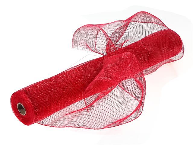 MESH RIBBON (RED WITH RED STRIPES) (21"X10Y)