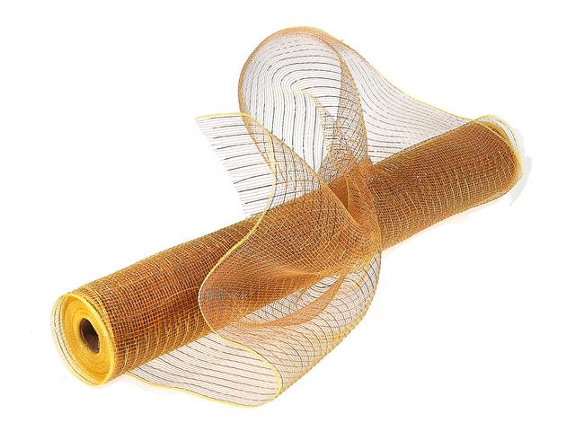 MESH RIBBON (GOLD WITH GOLD STRIPES) (21"X10Y)